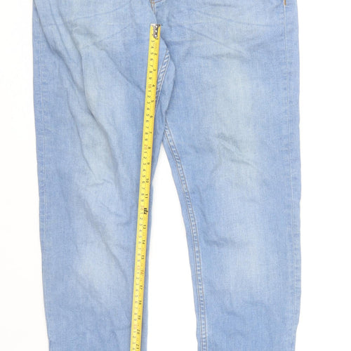 River Island Men's Blue Straight Denim Jeans 34R Cotton Stretch