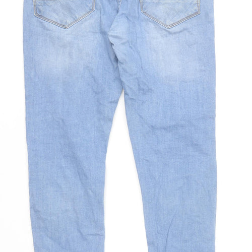 River Island Men's Blue Straight Denim Jeans 34R Cotton Stretch