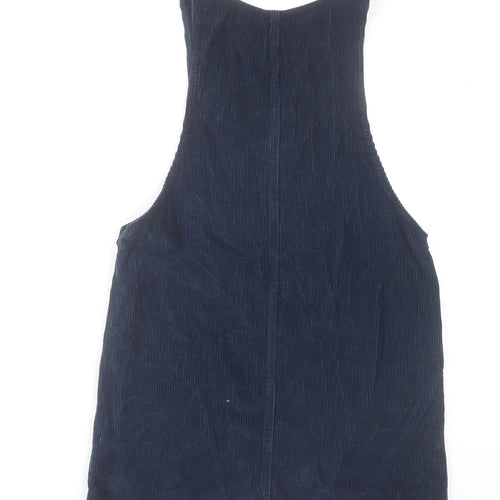 Topshop Moto Women's Blue Corduroy Zip Pinafore Dress Size 8