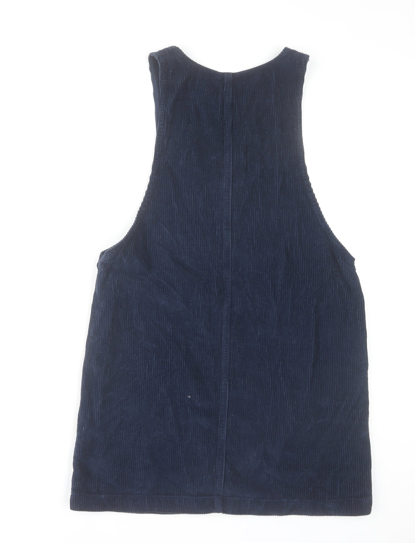 Topshop Moto Women's Blue Corduroy Zip Pinafore Dress Size 8