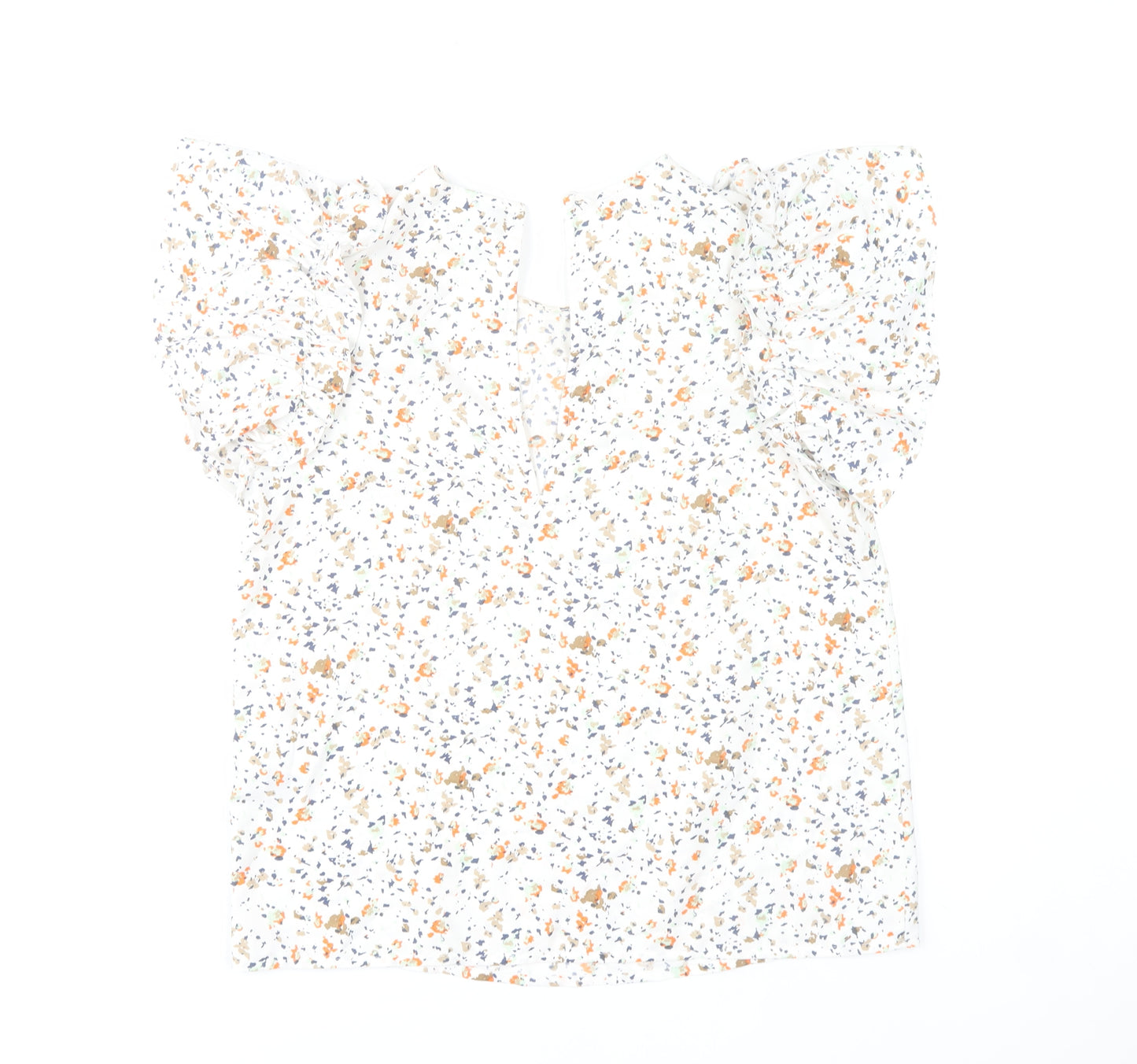 Vero Moda Women’s White Floral Ruffle Tunic Blouse Size S