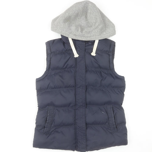 Dunnes Boys Blue Hooded Puffer Gilet Size 12 Years Nylon Padded Vest