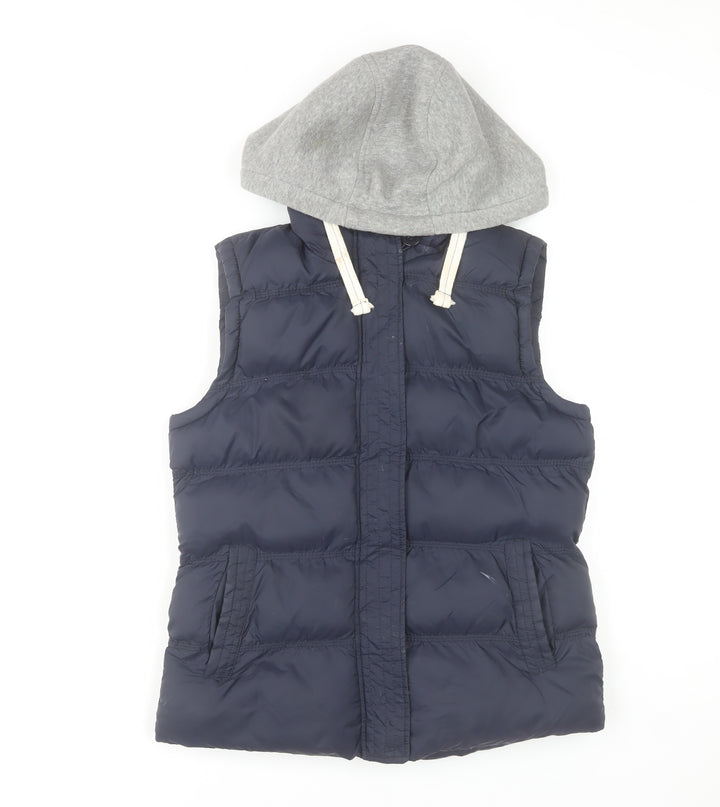 Dunnes Boys Blue Hooded Puffer Gilet Size 12 Years Nylon Padded Vest