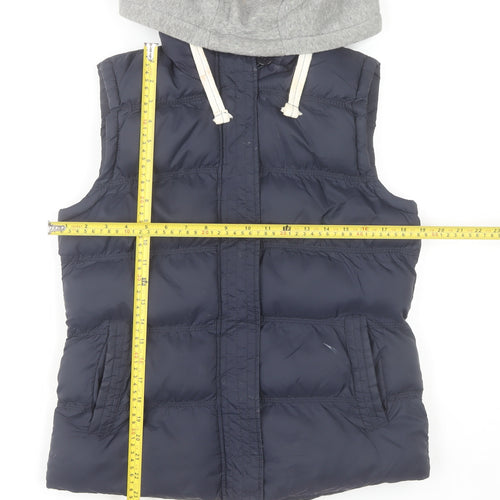 Dunnes Boys Blue Hooded Puffer Gilet Size 12 Years Nylon Padded Vest