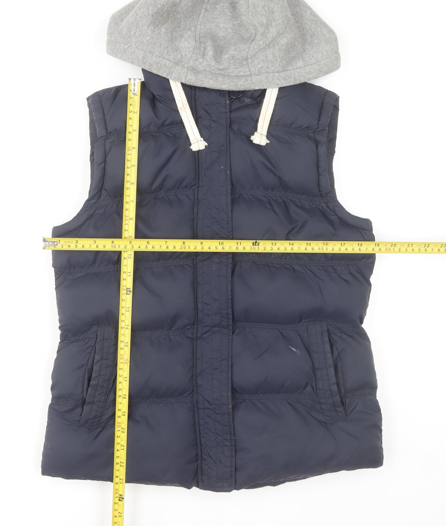 Dunnes Boys Blue Hooded Puffer Gilet Size 12 Years Nylon Padded Vest