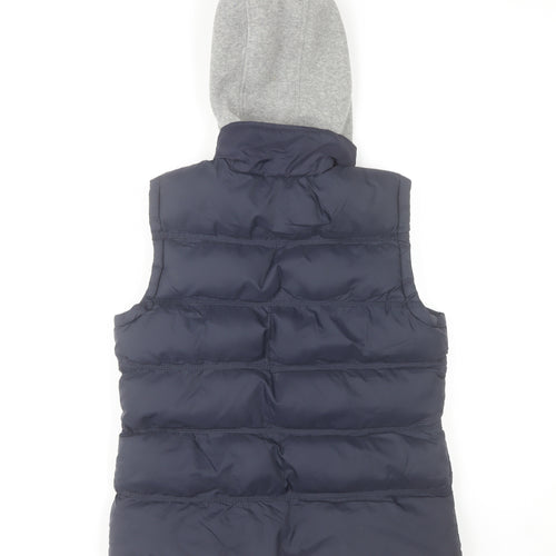 Dunnes Boys Blue Hooded Puffer Gilet Size 12 Years Nylon Padded Vest