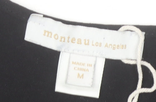 Monteau Los Angeles Women Black Midi A-Line Dress Size M