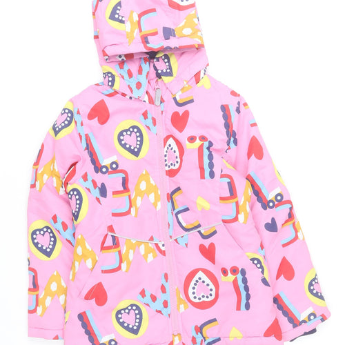 Name It Girls Pink Hearts Hooded Puffer Jacket 10 Years Polyester Lined