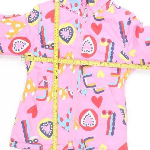 Name It Girls Pink Hearts Hooded Puffer Jacket 10 Years Polyester Lined