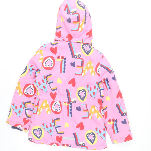 Name It Girls Pink Hearts Hooded Puffer Jacket 10 Years Polyester Lined