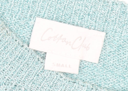 Cotton Club Womens Blue Short Sleeve Knit Jumper Small Lurex