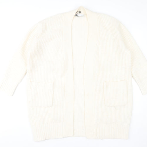 Zara Women's Ivory Chunky Knit Open Cardigan Size 12