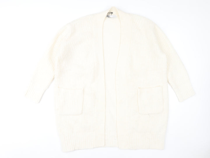Zara Women's Ivory Chunky Knit Open Cardigan Size 12