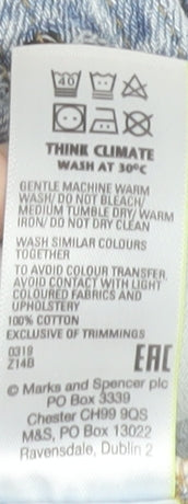 Marks and Spencer Girls Blue Denim Bee Embroidered Dungaree Shorts 5-6 Years