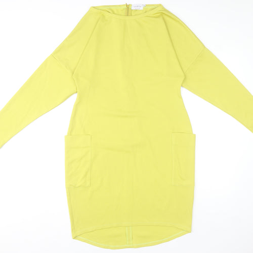 Kate Plum Women's Yellow XL Shift Dress with Pockets