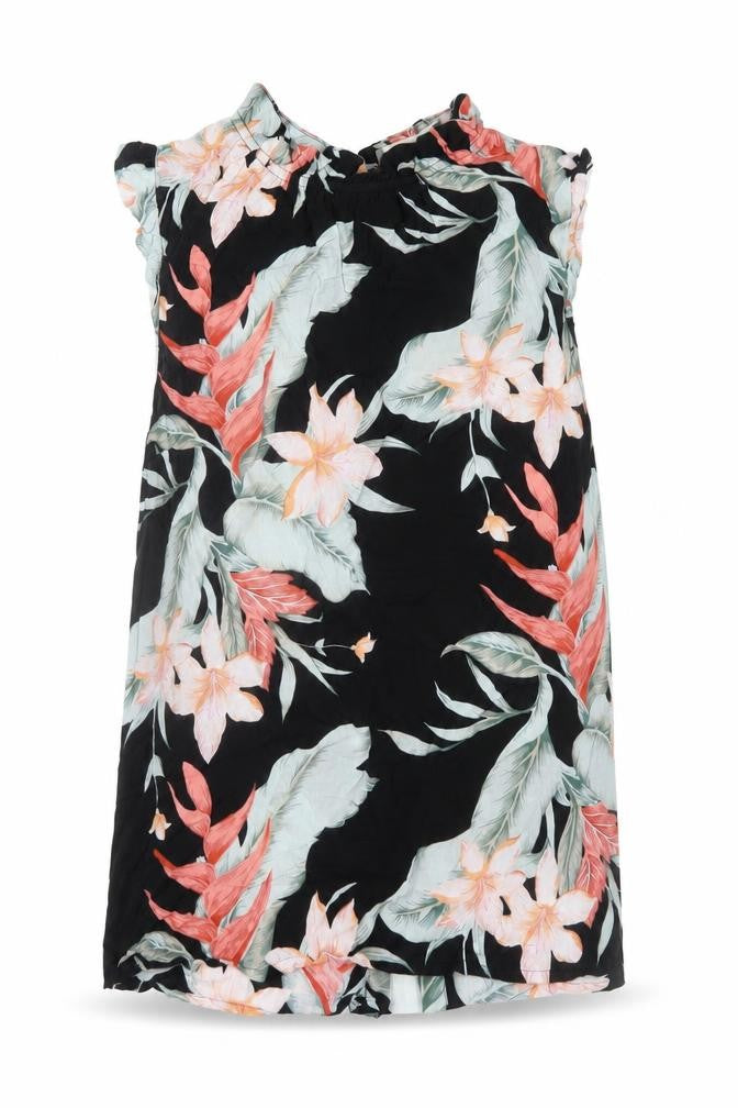 Front view of Oasis women’s multicoloured floral sleeveless tunic blouse uk 10