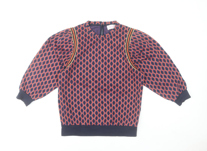 Savida Women's Multicoloured Puff Sleeve Pullover Sweatshirt Medium