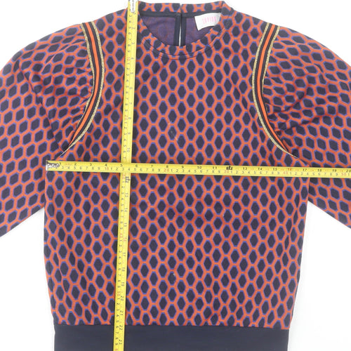 Savida Women's Multicoloured Puff Sleeve Pullover Sweatshirt Medium