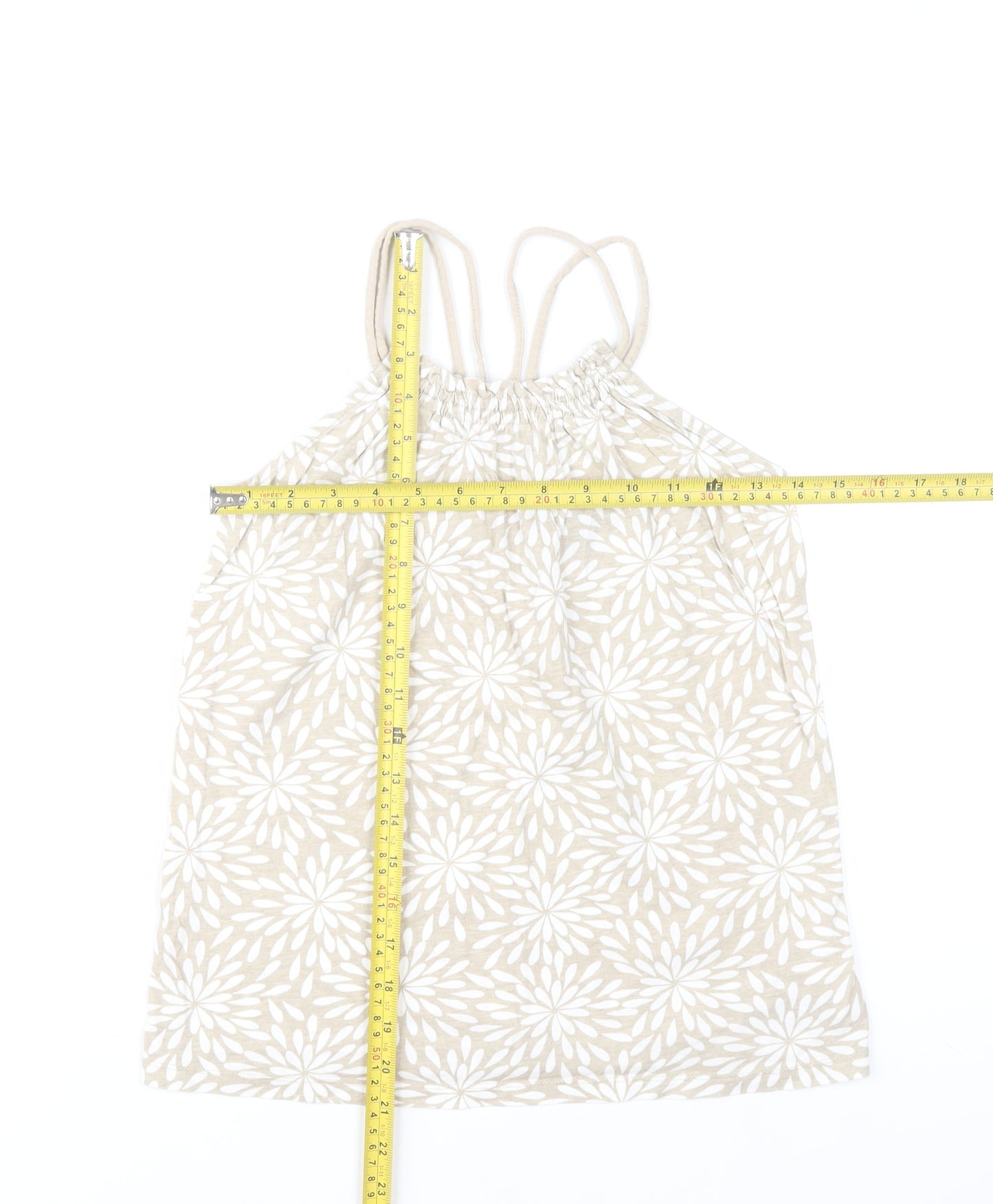 Gap Kids Girls Beige Floral Cotton Camisole Tank Top 10-11 Years