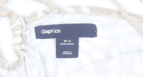 Gap Kids Girls Beige Floral Cotton Camisole Tank Top 10-11 Years