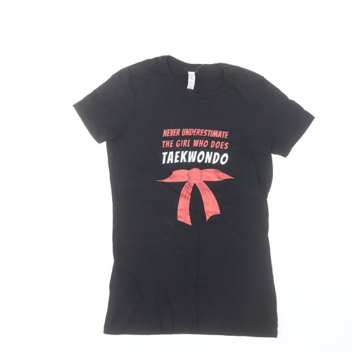 Bella+Canvas Womens Black Taekwondo Print Cotton T-Shirt Medium