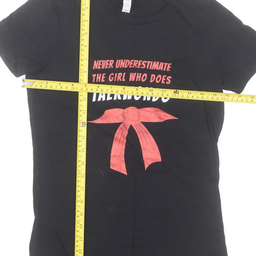 Bella+Canvas Womens Black Taekwondo Print Cotton T-Shirt Medium