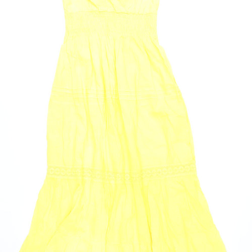 Speed Control Yellow Cotton Maxi Dress Women’s L Summer Boho Strappy