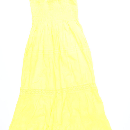 Speed Control Yellow Cotton Maxi Dress Women’s L Summer Boho Strappy