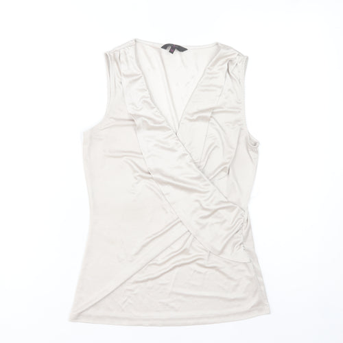 Jasper Conran Women’s Beige Wrap Sleeveless Blouse Size 10