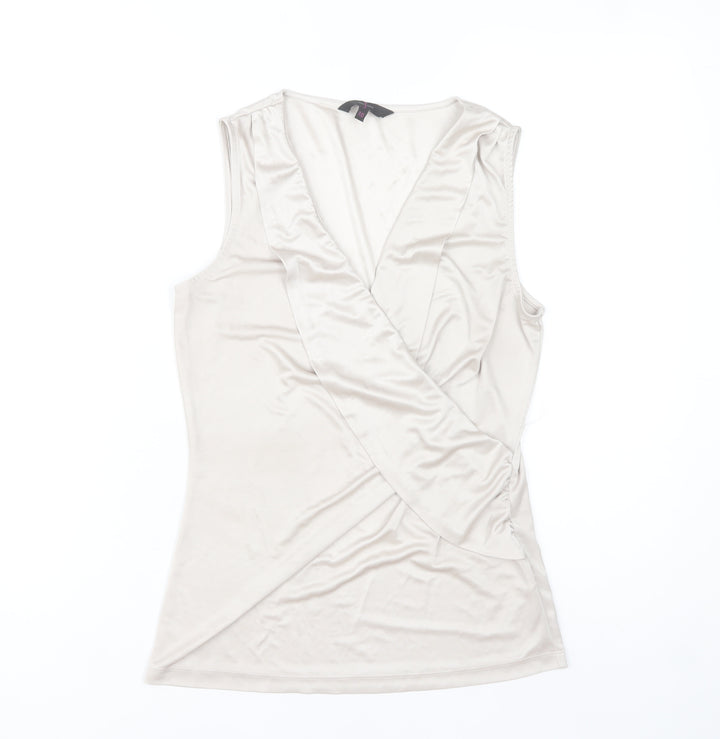 Jasper Conran Women’s Beige Wrap Sleeveless Blouse Size 10