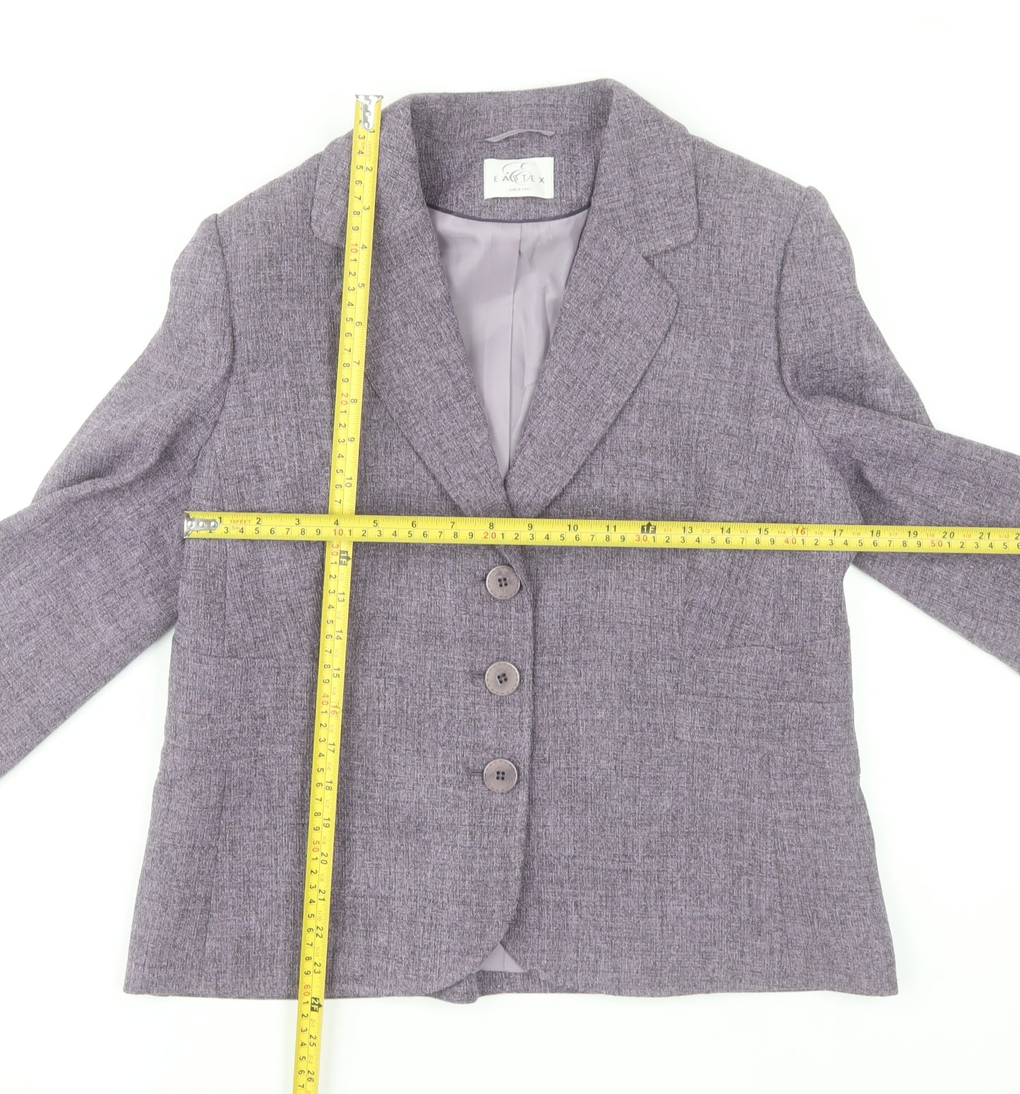 Eastex Womens Grey Polyester Blazer Jacket Size 12 Classic Formal