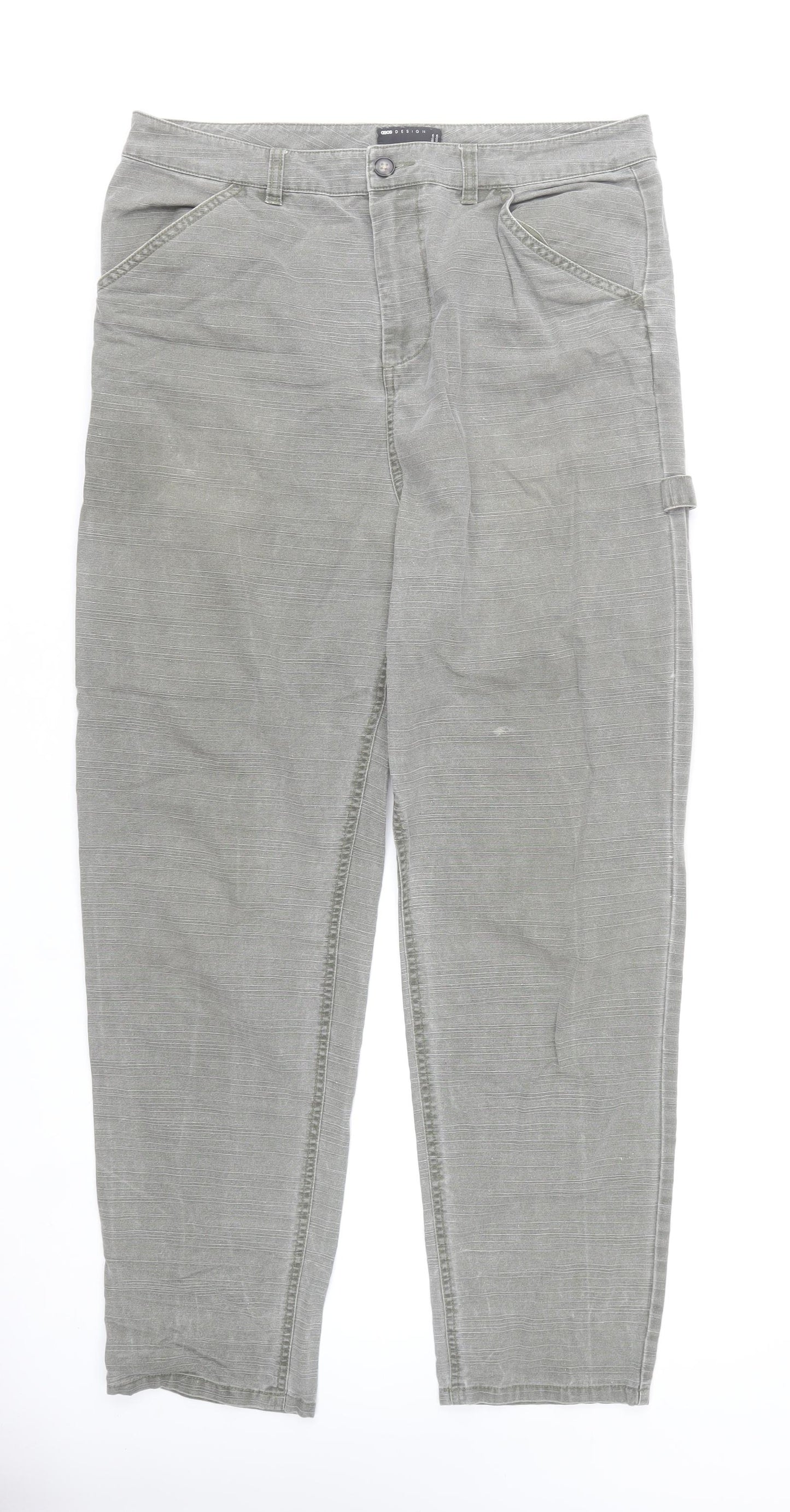 ASOS Design Men's Grey Cargo Trousers Size 34 Regular Fit