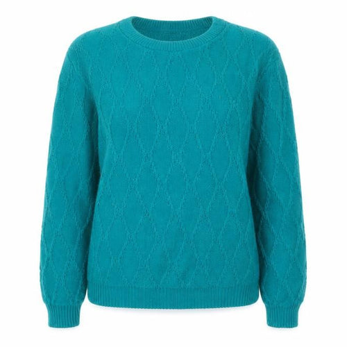 Paco Boutique Womens Green Acrylic Cable-Knit Jumper Size 14