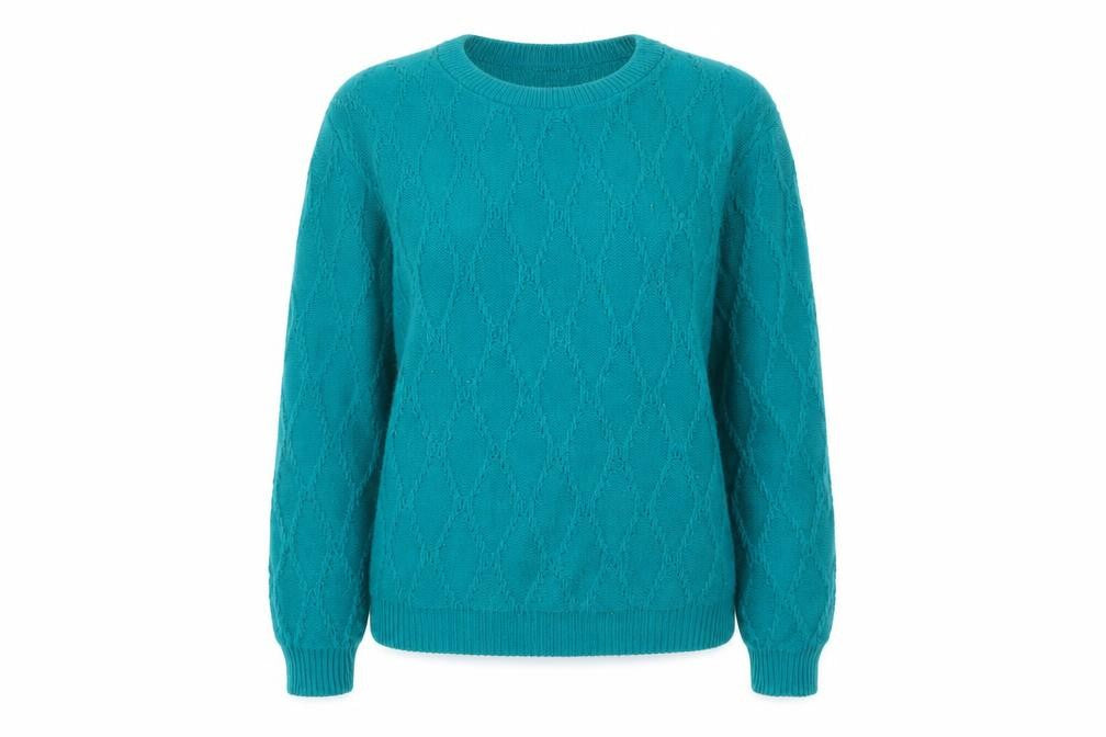 Paco Boutique Womens Green Acrylic Cable-Knit Jumper Size 14