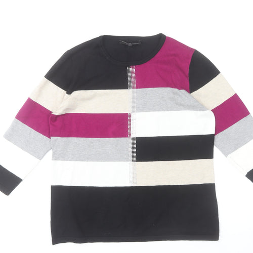 Anonymous Women's Multicoloured Striped Pullover Jumper Size M