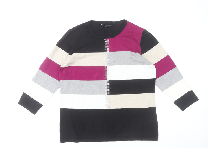 Anonymous Women's Multicoloured Striped Pullover Jumper Size M