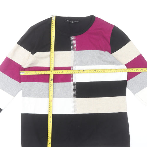 Anonymous Women's Multicoloured Striped Pullover Jumper Size M