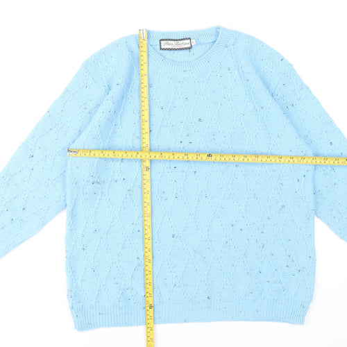 Paco Boutique Women Blue Size 14 Cable Knit Crew Neck Jumper