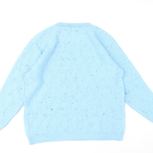 Paco Boutique Women Blue Size 14 Cable Knit Crew Neck Jumper