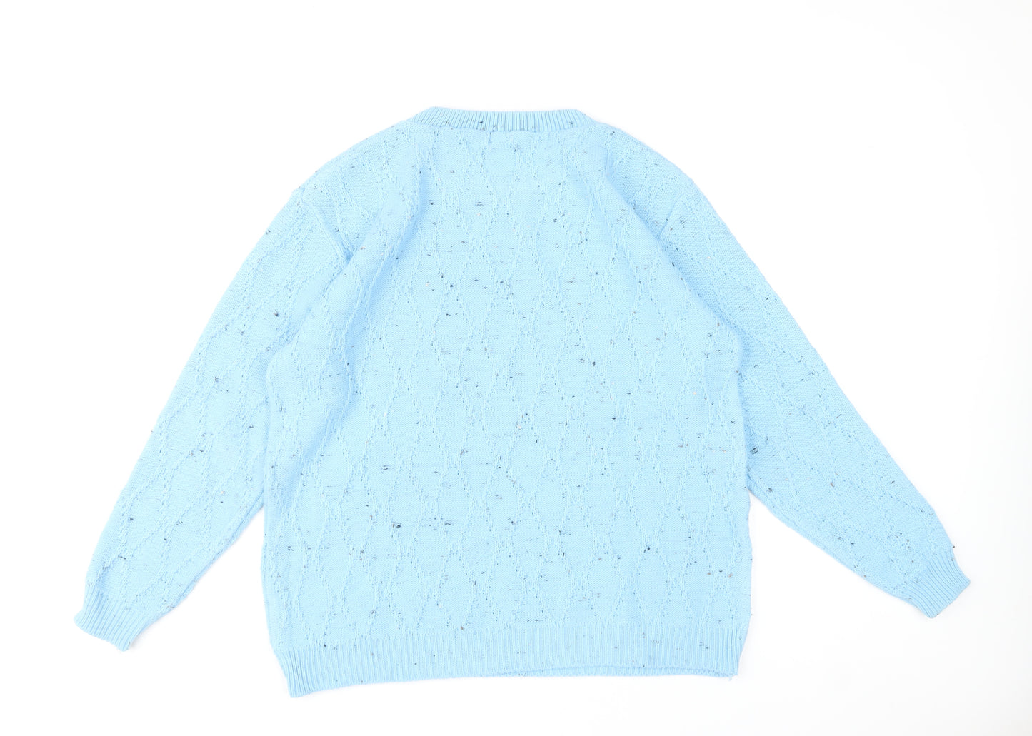 Paco Boutique Women Blue Size 14 Cable Knit Crew Neck Jumper