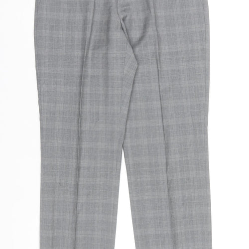 Hugo Boss Men's Grey Check Wool Dress Trousers Size 36R