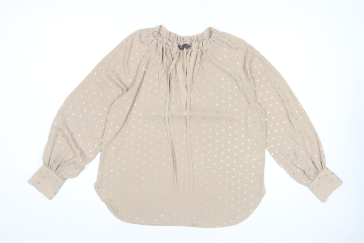 Marks and Spencer Womens Beige Polka Dot Tunic Blouse Size 10