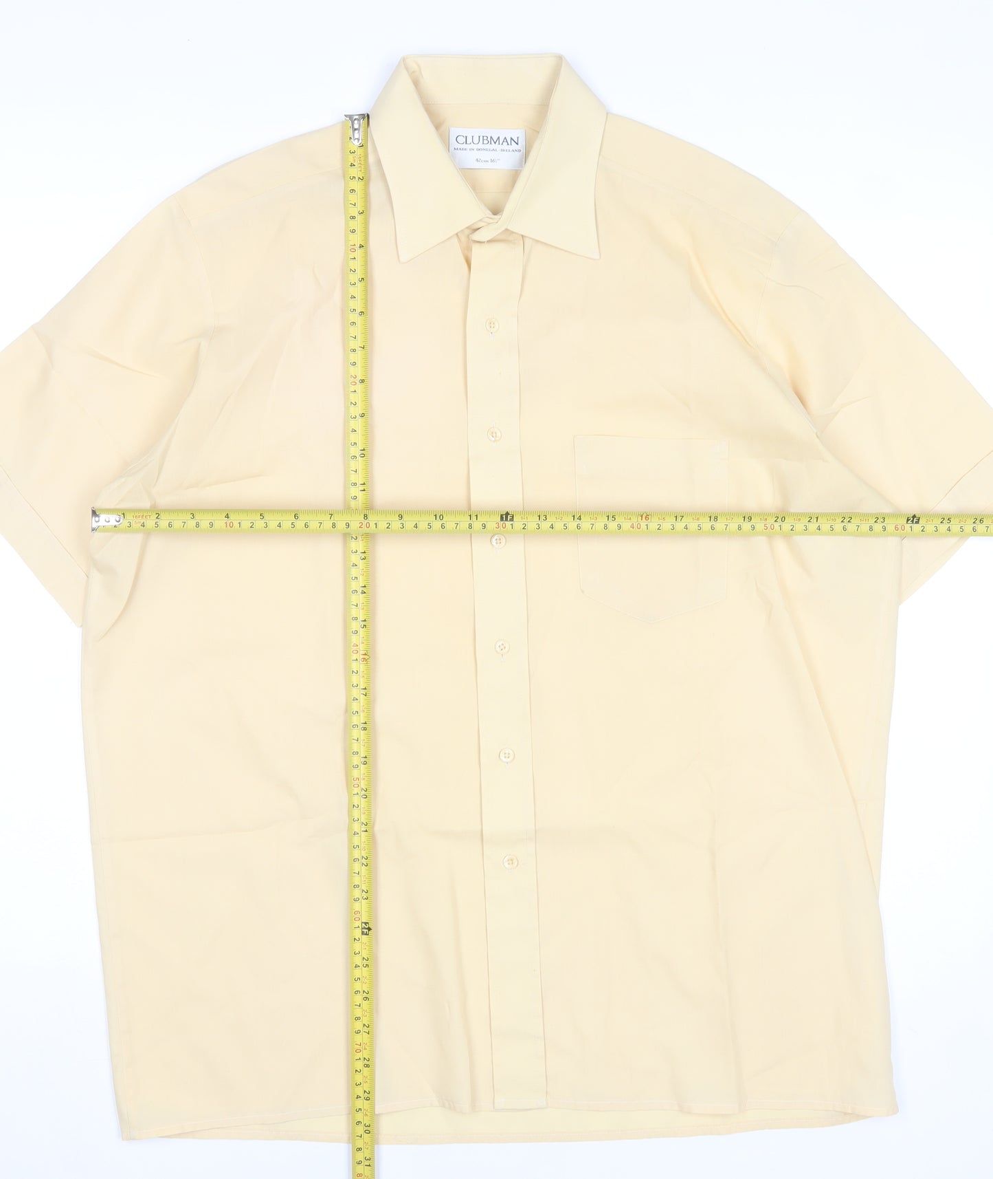 Clubman Men’s Beige Short Sleeve Regular Fit Dress Shirt 42cm