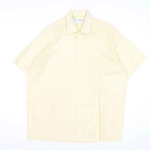 Clubman Men's Beige 16.5in Short Sleeve Cotton Formal Dress Shirt