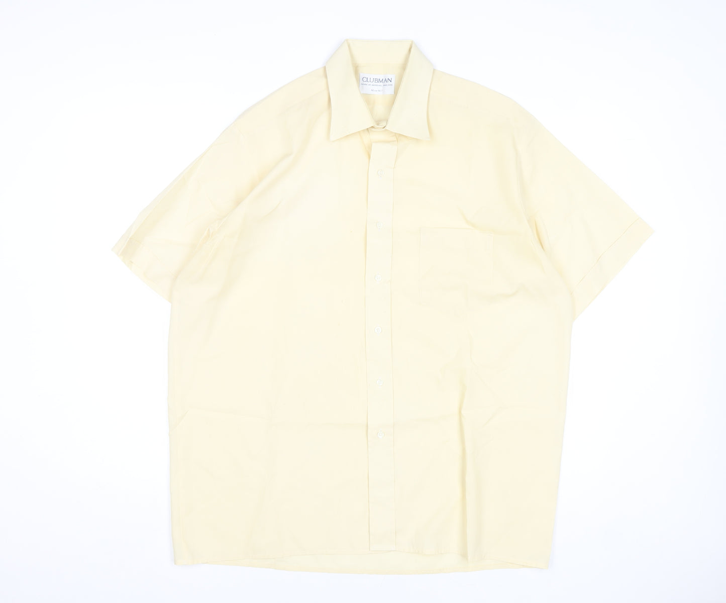 Clubman Men's Beige 16.5in Short Sleeve Cotton Formal Dress Shirt