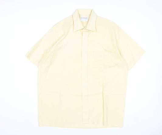 Clubman Men's Beige 16.5in Short Sleeve Cotton Formal Dress Shirt