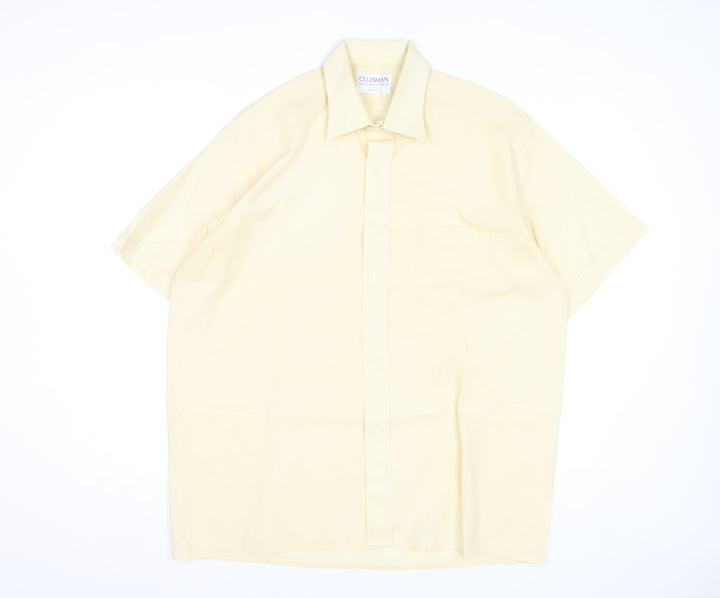 Clubman Men's Beige 16.5in Short Sleeve Cotton Formal Dress Shirt