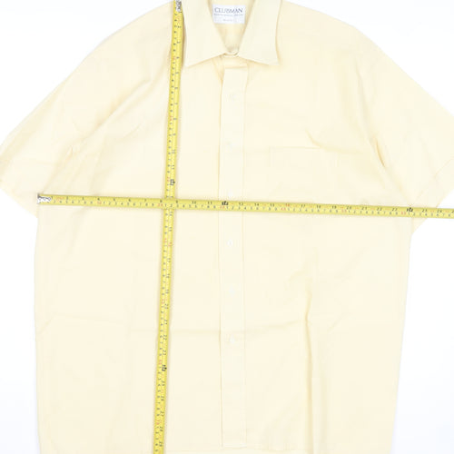 Clubman Men's Beige 16.5in Short Sleeve Cotton Formal Dress Shirt