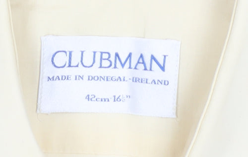 Clubman Men's Beige 16.5in Short Sleeve Cotton Formal Dress Shirt