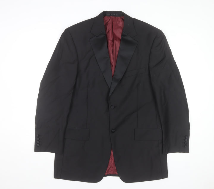 Scott & Taylor Mens Black 40R Wool Blend Shawl Lapel Formal Jacket